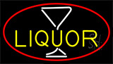 Liquor And Martini Glass With Red Border Neon Sign