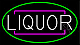 Liquor With Green Border Neon Sign