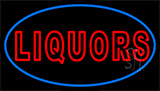 Liquors With Blue Border Neon Sign