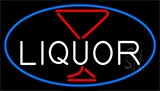Liquor With Martini Glass With Blue Border Neon Sign