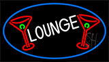 Lounge And Martini Glass With Blue Border Neon Sign