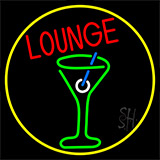 Lounge And Martini Glass With Yellow Border Neon Sign