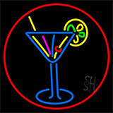 Martini Glass With Red Border Neon Sign