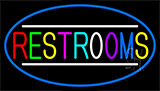 Multicolored Restrooms With Blue Border Neon Sign