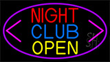 Night Club With Arrow Open Neon Sign