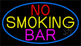 No Smoking Bar With Blue Border Neon Sign