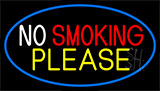 No Smoking Please With Blue Border Neon Sign