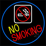 No Smoking With Symbol With Blue Border Neon Sign