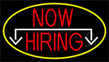 Now Hiring And Arrow With Yellow Border Neon Sign