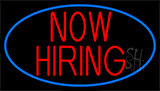 Now Hiring Red With Blue Border Neon Sign