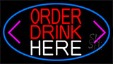 Order Drinks Here With Arrow With Blue Border Neon Sign