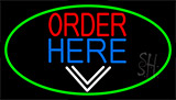 Order Here With Down Arrow With Green Border Neon Sign