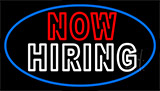 Now Hiring With Blue Border Neon Sign