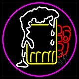 Overflowing Cold Beer Mug With Pink Border Neon Sign