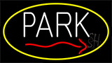 Park And Arrow With Yellow Border Neon Sign