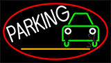 Parking And Car With Red Border Neon Sign