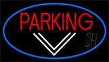 Parking And Down Arrow With Blue Border Neon Sign