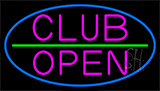 Pink Club Open With Blue Border Neon Sign