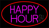 Pink Happy Hour With Red Border Neon Sign