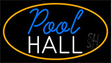 Pool Hall With Orange Border Neon Sign