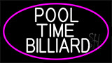 Pool Time Billiard With Pink Border Neon Sign