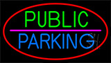 Public Parking With Red Border Neon Sign