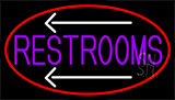 Purple Restrooms And Arrow With Red Border Neon Sign