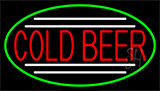 Red Cold Beer With Green Border Neon Sign