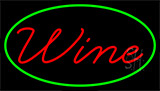 Red Cursive Wine With Green Border Neon Sign