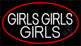 Red Girls Girls Girls Strip With Red Border Neon Sign