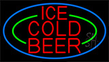 Red Ice Cold Beer With Blue Border Neon Sign