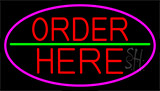 Red Order Here With Pink Border Neon Sign