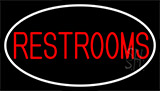 Red Restrooms With White Border Neon Sign