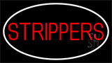 Red Strippers With White Border Neon Sign