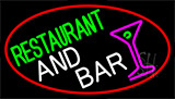 Restaurant And Bar And Martini Glass With Red Border Neon Sign