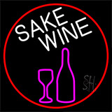 Sake Wine Bottle Glass With Red Border Neon Sign