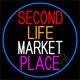 Second Life Marketplace With Blue Border Neon Sign