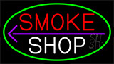 Smoke Shop And Arrow With Green Border Neon Sign