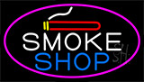 Smoke Shop And Cigar With Pink Border Neon Sign
