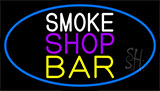 Smoke Shop Bar With Blue Border Neon Sign