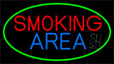 Smoking Area With Green Border Neon Sign