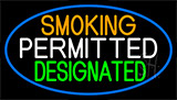 Smoking Permitted Designated With Blue Border Neon Sign