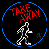 Take Away Man With Blue Border Neon Sign
