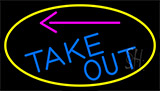 Take Out And Arrow With Yellow Border Neon Sign