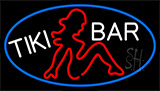 Tiki Bar Girl With Blue Border Neon Sign