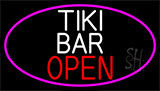 Tiki Bar Open With Pink Border Neon Sign