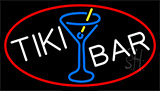 Tiki Bar Wine Glass With Red Border Neon Sign
