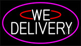 White We Deliver With Pink Border Neon Sign