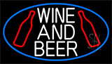 White Wine And Beer Bottle With Blue Border Neon Sign