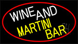 Wine And Martini Bar With Red Border Neon Sign